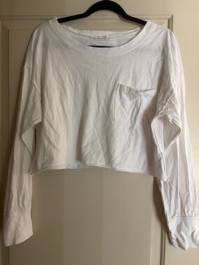We The Free Cropped Long-Sleeve Pocket Tee - White